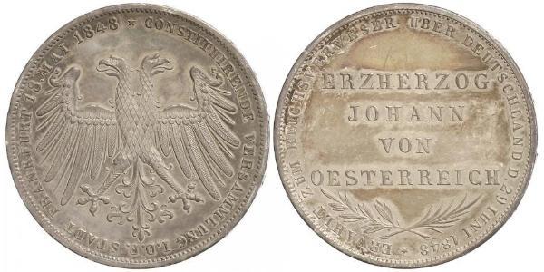 2 Gulden Freie Stadt Frankfurt Silber 