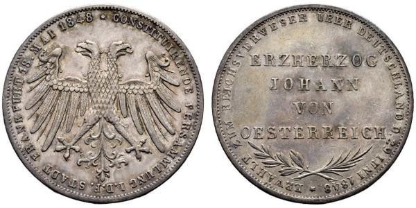 2 Gulden Freie Stadt Frankfurt Silber 