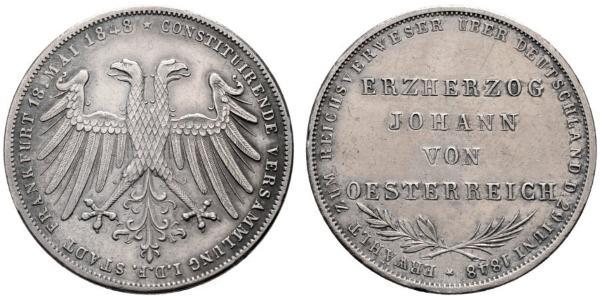 2 Gulden Freie Stadt Frankfurt Silber 