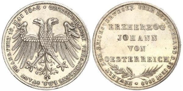 2 Gulden Freie Stadt Frankfurt Silber 