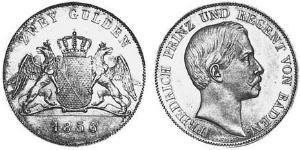 2 Gulden Grand Duchy of Baden (1806-1918) Silber Friedrich I. (Baden, Großherzog) (1826 - 1907)