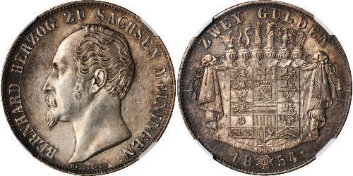 2 Gulden Herzogtum Sachsen-Meiningen (1680 - 1918) Silber Bernhard II. (Sachsen-Meiningen)