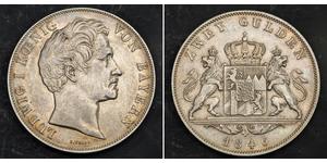 2 Gulden Königreich Bayern (1806 - 1918) Silber Ludwig I. (Bayern)(1786 – 1868)