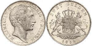 2 Gulden Königreich Bayern (1806 - 1918) Silber Maximilian II. Joseph (Bayern)(1811 - 1864)