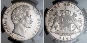 2 Gulden Königreich Bayern (1806 - 1918) Silber Ludwig I. (Bayern)(1786 – 1868)