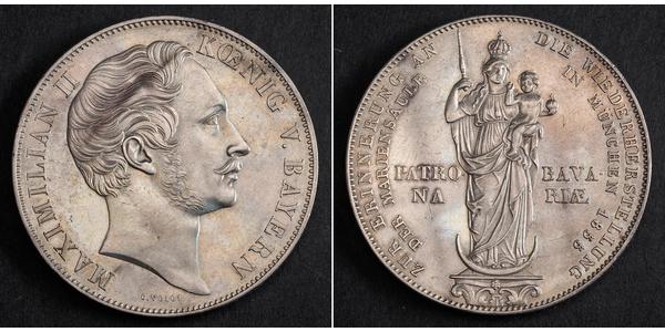 2 Gulden Königreich Bayern (1806 - 1918) Silber Maximilian II. Joseph (Bayern)(1811 - 1864)