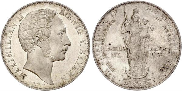 2 Gulden Königreich Bayern (1806 - 1918) Silber Maximilian II. Joseph (Bayern)(1811 - 1864)