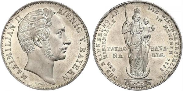 2 Gulden Königreich Bayern (1806 - 1918) Silber Maximilian II. Joseph (Bayern)(1811 - 1864)