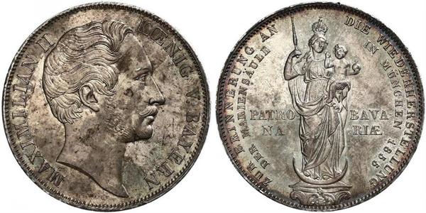 2 Gulden Königreich Bayern (1806 - 1918) Silber Maximilian II. Joseph (Bayern)(1811 - 1864)