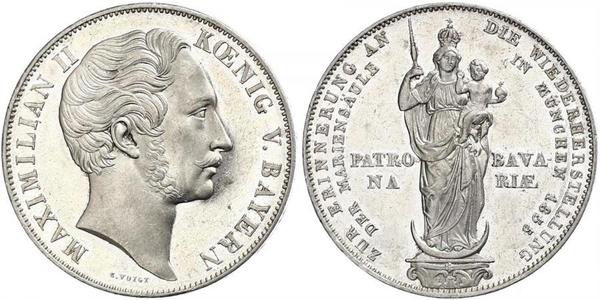 2 Gulden Königreich Bayern (1806 - 1918) Silber Maximilian II. Joseph (Bayern)(1811 - 1864)