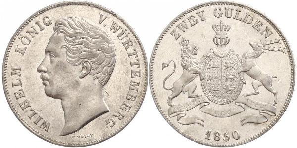 2 Gulden Königreich Württemberg (1806-1918) Silber Wilhelm I. (Württemberg)