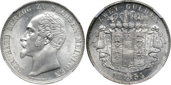 2 Gulden Duchy of Saxe-Meiningen (1680 - 1918) Silver Bernhard II, Duke of Saxe-Meiningen