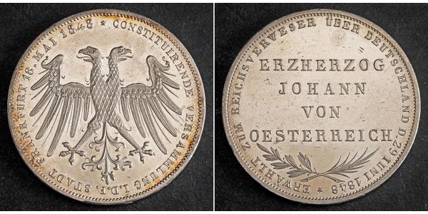 2 Gulden Free City of Frankfurt Silver 