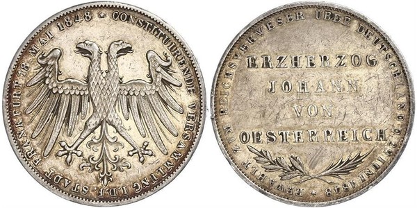 2 Gulden Free City of Frankfurt Silver 