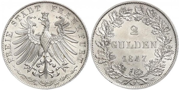 2 Gulden Free City of Frankfurt Silver 