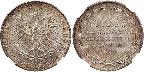 2 Gulden Free City of Frankfurt Silver 