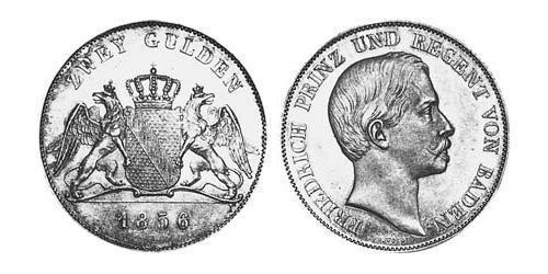 2 Gulden Grand Duchy of Baden (1806-1918) Silver Frederick I, Grand Duke of Baden (1826 - 1907)