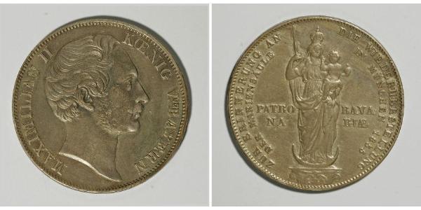 2 Gulden Kingdom of Bavaria (1806 - 1918) Silver Maximilian II of Bavaria (1811 - 1864)