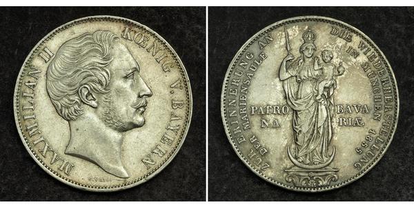 2 Gulden Kingdom of Bavaria (1806 - 1918) Silver Maximilian II of Bavaria (1811 - 1864)