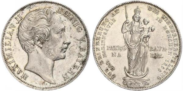 2 Gulden Kingdom of Bavaria (1806 - 1918) Silver Maximilian II of Bavaria (1811 - 1864)