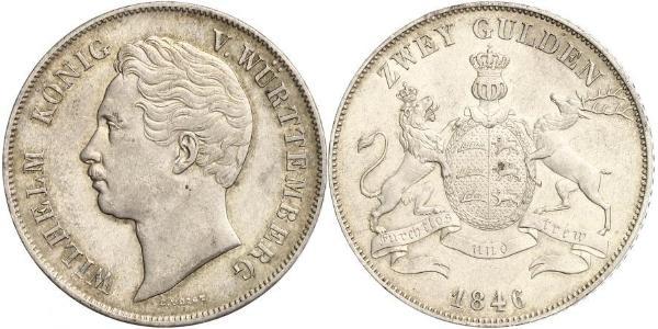 2 Gulden Kingdom of Württemberg (1806-1918) 銀 威廉一世 (符腾堡)