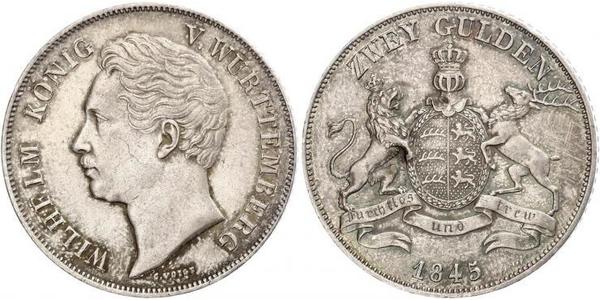 2 Gulden Kingdom of Württemberg (1806-1918) 銀 威廉一世 (符腾堡)