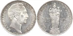2 Gulden 巴伐利亞王國 (1806 - 1918) 銀 马克西米利安二世 (巴伐利亚国王)