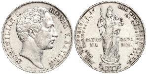 2 Gulden 巴伐利亞王國 (1806 - 1918) 銀 马克西米利安二世 (巴伐利亚国王)