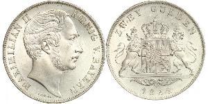 2 Gulden 巴伐利亞王國 (1806 - 1918) 銀 马克西米利安二世 (巴伐利亚国王)