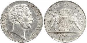 2 Gulden 巴伐利亞王國 (1806 - 1918) 銀 马克西米利安二世 (巴伐利亚国王)