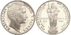2 Gulden 巴伐利亞王國 (1806 - 1918) 銀 马克西米利安二世 (巴伐利亚国王)