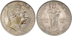 2 Gulden 巴伐利亞王國 (1806 - 1918) 銀 马克西米利安二世 (巴伐利亚国王)