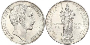 2 Gulden 巴伐利亞王國 (1806 - 1918) 銀 马克西米利安二世 (巴伐利亚国王)