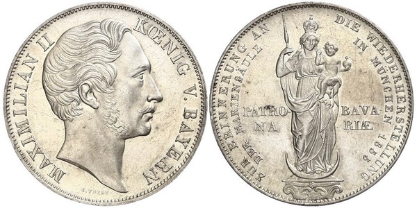 2 Gulden 巴伐利亞王國 (1806 - 1918) 銀 马克西米利安二世 (巴伐利亚国王)