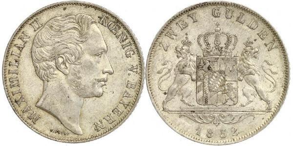 2 Gulden 巴伐利亞王國 (1806 - 1918) 銀 马克西米利安二世 (巴伐利亚国王)