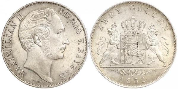 2 Gulden 巴伐利亞王國 (1806 - 1918) 銀 马克西米利安二世 (巴伐利亚国王)