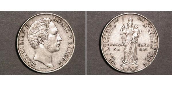 2 Gulden 巴伐利亞王國 (1806 - 1918) 銀 马克西米利安二世 (巴伐利亚国王)