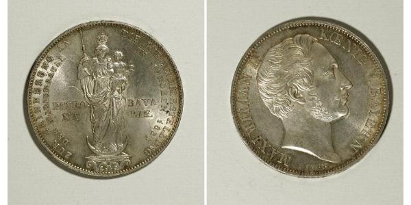 2 Gulden 巴伐利亞王國 (1806 - 1918) 銀 马克西米利安二世 (巴伐利亚国王)