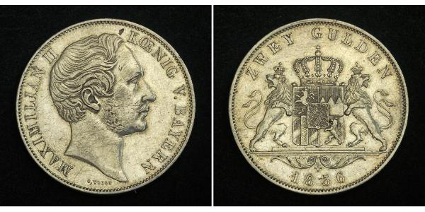 2 Gulden 巴伐利亞王國 (1806 - 1918) 銀 马克西米利安二世 (巴伐利亚国王)