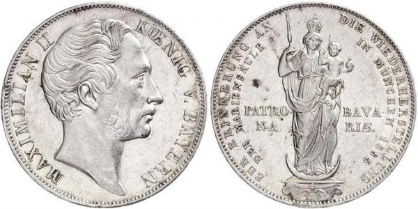 2 Gulden 巴伐利亞王國 (1806 - 1918) 銀 马克西米利安二世 (巴伐利亚国王)