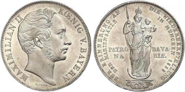 2 Gulden 巴伐利亞王國 (1806 - 1918) 銀 马克西米利安二世 (巴伐利亚国王)