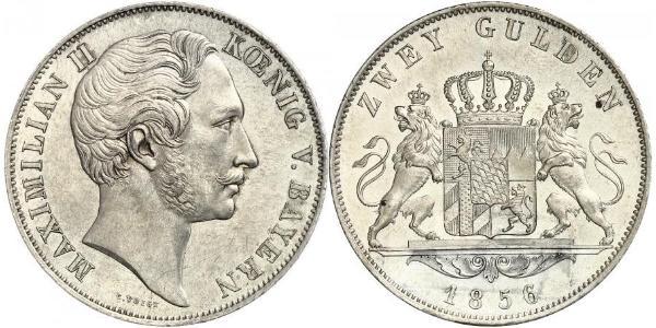 2 Gulden 巴伐利亞王國 (1806 - 1918) 銀 马克西米利安二世 (巴伐利亚国王)