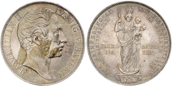 2 Gulden 巴伐利亞王國 (1806 - 1918) 銀 马克西米利安二世 (巴伐利亚国王)