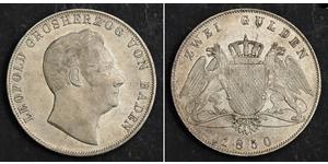 2 Gulden 巴登大公國 (1806 - 1918) 銀 利奥波德 (巴登)