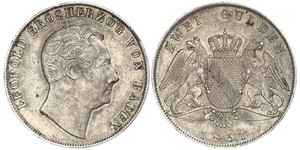 2 Gulden 巴登大公國 (1806 - 1918) 銀 利奥波德 (巴登)
