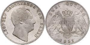 2 Gulden 巴登大公國 (1806 - 1918) 銀 利奥波德 (巴登)