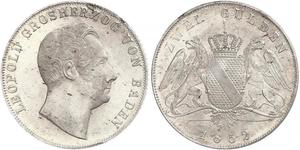 2 Gulden 巴登大公國 (1806 - 1918) 銀 利奥波德 (巴登)