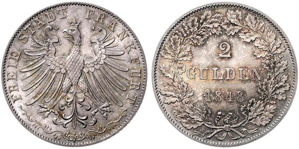 2 Gulden 法蘭克福自由市 銀 