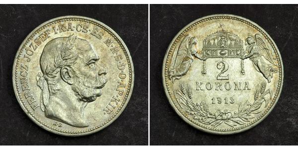 2 Korona Impero austro-ungarico (1867-1918) Argento Franz Joseph I (1830 - 1916)