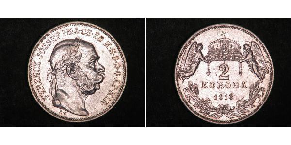 2 Korona Imperio austrohúngaro (1867-1918) Plata Franz Joseph I (1830 - 1916)